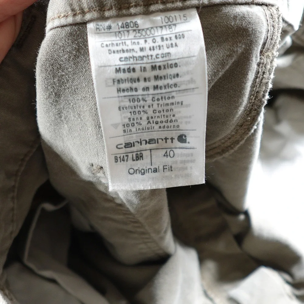 Carhartt Shorts Mens 40 Brown B147 LBR Original Fit Canvas Carpenter Workwear